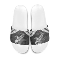 New Zealand Weka Personalised Slide Sandals Aotearoa Hen Silver Fern Maori Pattern