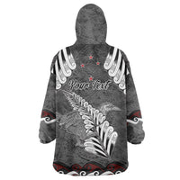 New Zealand Weka Personalised Wearable Blanket Hoodie Aotearoa Hen Silver Fern Maori Pattern