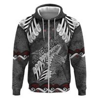 New Zealand Weka Personalised Zip Hoodie Aotearoa Hen Silver Fern Maori Pattern