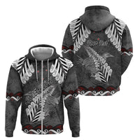 New Zealand Weka Personalised Zip Hoodie Aotearoa Hen Silver Fern Maori Pattern