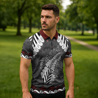 New Zealand Weka Personalised Zipper Polo Shirt Aotearoa Hen Silver Fern Maori Pattern