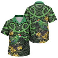 New Zealand Parakeet Bird Family Matching Puletasi and Hawaiian Shirt Maori Kakariki Kowhai Maori Pattern