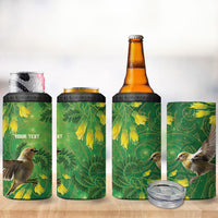 Bellbird New Zealand Personalised 4 in 1 Can Cooler Tumbler Kowhai Flower Maori Pattern LT22 - Polynesian Pride