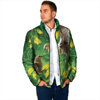 Bellbird New Zealand Personalised Padded Jacket Kowhai Flower Maori Pattern