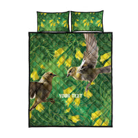 Bellbird New Zealand Personalised Quilt Bed Set Kowhai Flower Maori Pattern