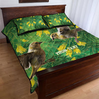 Bellbird New Zealand Personalised Quilt Bed Set Kowhai Flower Maori Pattern