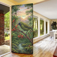 Bellbird New Zealand Personalised Door Cover Korimako Harakeke Flower Native Forest