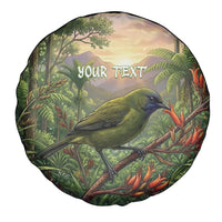 Bellbird New Zealand Personalised Spare Tire Cover Korimako Harakeke Flower Native Forest LT22 - Polynesian Pride