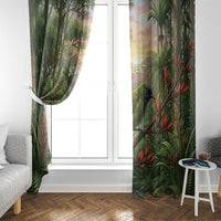 Bellbird New Zealand Personalised Window Curtain Korimako Harakeke Flower Native Forest