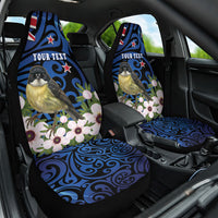 Tomtit New Zealand Personalised Car Seat Cover Miromiro Manuka Flower Maori Pattern