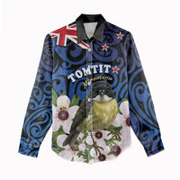 Tomtit New Zealand Personalised Women Casual Shirt Miromiro Manuka Flower Maori Pattern LT22 - Polynesian Pride