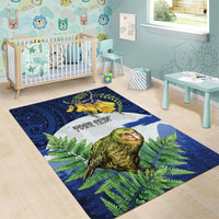 Kakapo New Zealand Personalised Area Rug Kowhai Flower Silver Fern Maori Pattern LT22 - Polynesian Pride