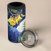 Kakapo New Zealand Personalised 4 in 1 Can Cooler Tumbler Kowhai Flower Silver Fern Maori Pattern