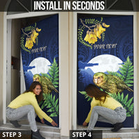 Kakapo New Zealand Personalised Door Cover Kowhai Flower Silver Fern Maori Pattern LT22 - Polynesian Pride