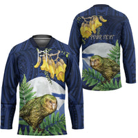 Kakapo New Zealand Personalised Hockey Jersey Kowhai Flower Silver Fern Maori Pattern LT22 - Polynesian Pride