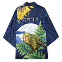 Kakapo New Zealand Personalised Kimono Kowhai Flower Silver Fern Maori Pattern