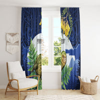 Kakapo New Zealand Personalised Window Curtain Kowhai Flower Silver Fern Maori Pattern