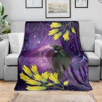 New Zealand Tui Bird Matariki Blanket Kowhai Flower Silver Fern Galaxy Maori Pattern LT22 - Polynesian Pride