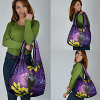 New Zealand Tui Bird Matariki Grocery Bag Kowhai Flower Silver Fern Galaxy Maori Pattern LT22 - Polynesian Pride