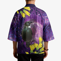 New Zealand Tui Bird Matariki Kimono Kowhai Flower Silver Fern Galaxy Maori Pattern LT22 - Polynesian Pride