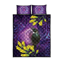 New Zealand Tui Bird Matariki Quilt Bed Set Kowhai Flower Silver Fern Galaxy Maori Pattern LT22 - Polynesian Pride