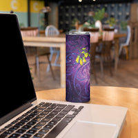 New Zealand Tui Bird Matariki Skinny Tumbler Kowhai Flower Silver Fern Galaxy Maori Pattern LT22 - Polynesian Pride
