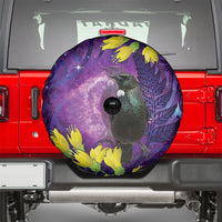 New Zealand Tui Bird Matariki Spare Tire Cover Kowhai Flower Silver Fern Galaxy Maori Pattern LT22 - Polynesian Pride