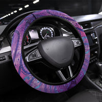 New Zealand Tui Bird Matariki Steering Wheel Cover Kowhai Flower Silver Fern Galaxy Maori Pattern LT22 Universal Fit Purple - Polynesian Pride