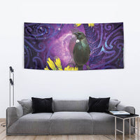 New Zealand Tui Bird Matariki Tapestry Kowhai Flower Silver Fern Galaxy Maori Pattern LT22 - Polynesian Pride