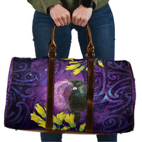 New Zealand Tui Bird Matariki Travel Bag Kowhai Flower Silver Fern Galaxy Maori Pattern LT22 Purple - Polynesian Pride