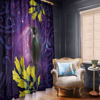New Zealand Tui Bird Matariki Window Curtain Kowhai Flower Silver Fern Galaxy Maori Pattern LT22 - Polynesian Pride