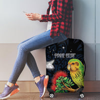 New Zealand Kakapo Matariki Personalised Luggage Cover Pohutukawa Flower Galaxy Maori Pattern LT22 - Polynesian Pride