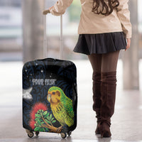 New Zealand Kakapo Matariki Personalised Luggage Cover Pohutukawa Flower Galaxy Maori Pattern LT22 - Polynesian Pride