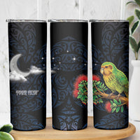 New Zealand Kakapo Matariki Personalised Skinny Tumbler Pohutukawa Flower Galaxy Maori Pattern LT22 - Polynesian Pride