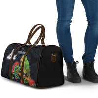 New Zealand Kakapo Matariki Personalised Travel Bag Pohutukawa Flower Galaxy Maori Pattern LT22 - Polynesian Pride