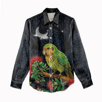 New Zealand Kakapo Matariki Personalised Women Casual Shirt Pohutukawa Flower Galaxy Maori Pattern LT22 - Polynesian Pride