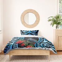 Tui Bird Kakabeak New Zealand Bedding Set Clianthus Galaxy Maori Koru Pattern