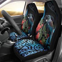 Tui Bird Kakabeak New Zealand Car Seat Cover Clianthus Galaxy Maori Koru Pattern LT22 - Polynesian Pride