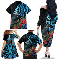 Tui Bird Kakabeak New Zealand Family Matching Off The Shoulder Long Sleeve Dress and Hawaiian Shirt Clianthus Galaxy Maori Koru Pattern LT22 - Polynesian Pride