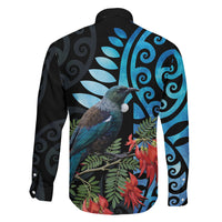 Tui Bird Kakabeak New Zealand Family Matching Off Shoulder Short Dress and Hawaiian Shirt Clianthus Galaxy Maori Koru Pattern LT22 - Polynesian Pride