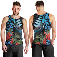 Tui Bird Kakabeak New Zealand Men Tank Top Clianthus Galaxy Maori Koru Pattern