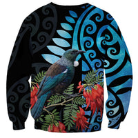 Tui Bird Kakabeak New Zealand Sweatshirt Clianthus Galaxy Maori Koru Pattern