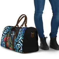 Tui Bird Kakabeak New Zealand Travel Bag Clianthus Galaxy Maori Koru Pattern