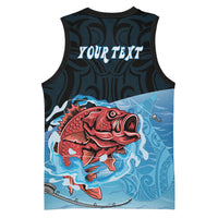 Personalised Snapper Fishing New Zealand Basketball Jersey Tamure Fish Hook Maori Pattern LT22 - Polynesian Pride