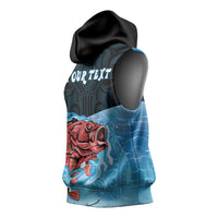 Personalised Snapper Fishing New Zealand Sleeveless Hoodie Tamure Fish Hook Maori Pattern LT22 - Polynesian Pride