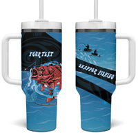 Personalised Snapper Fishing New Zealand Tumbler With Handle Tamure Fish Hook Maori Pattern LT22 One Size: 40 oz Blue - Polynesian Pride