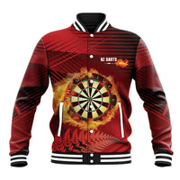 Personalised Darts New Zealand Baseball Jacket Silver Fern Red Color