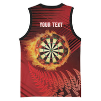 Personalised Darts New Zealand Basketball Jersey Silver Fern Red Color LT22 - Polynesian Pride