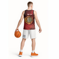 Personalised Darts New Zealand Basketball Jersey Silver Fern Red Color LT22 - Polynesian Pride