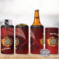 Personalised Darts New Zealand 4 in 1 Can Cooler Tumbler Silver Fern Red Color LT22 - Polynesian Pride